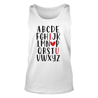 Womens Abc Alphabet I Love You English Teacher Valentine's Day Tank Top | Mazezy