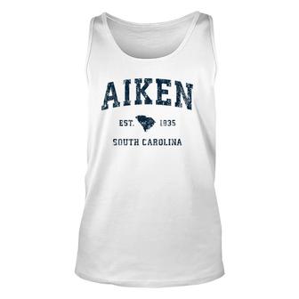 Aiken South Carolina Sc Vintage Sports Design Navy Print Unisex Tank Top | Mazezy