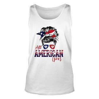 All American Cpa 4Th Of July Messy Bun Flag Certified Pediatric Nurse Tank Top | Mazezy