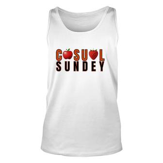 Apple And Strawberry Casual Sunday Unisex Tank Top | Mazezy