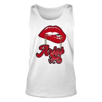 Aries Girls Impression Red Color Lip Gift Birthday Gift Unisex Tank Top - Seseable