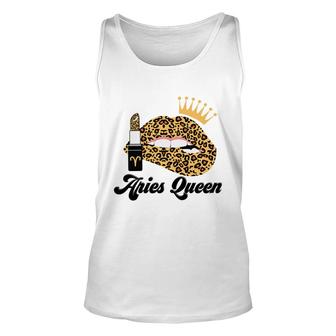 Aries Queen Aries Girls Yellow Lipstick Leopard Birthday Gift Unisex Tank Top - Seseable