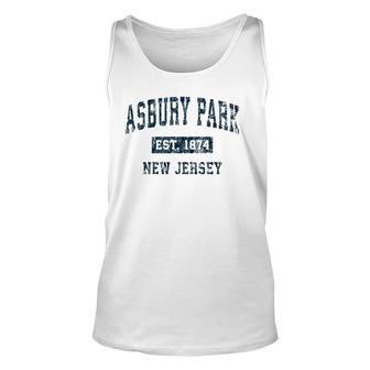 Asbury Park New Jersey Nj Vintage Sports Design Navy Print Unisex Tank Top | Mazezy