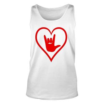Asl American Sign Language I Love You Happy Valentine's Day Unisex Tank Top | Mazezy