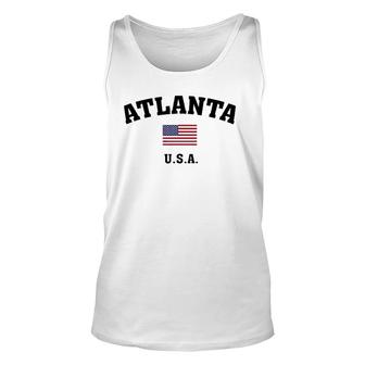 Atlanta Usa With American Flag Unisex Tank Top | Mazezy