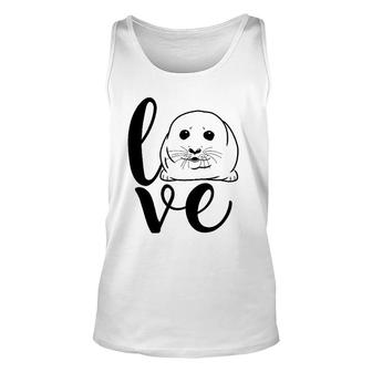 Baby Harp Seal Letter Print Love Unisex Tank Top | Mazezy