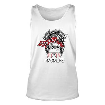 Baseball Mom Life Sport Mom Messy Hair Bun Design Gift Mothers Day Gift Unisex Tank Top - Thegiftio