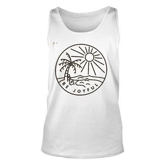 Be Joyful Sunshine Beach Coconut Trees Graphic Unisex Tank Top - Thegiftio UK