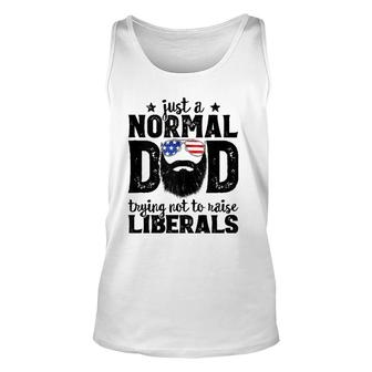 Mens Bearded Dad Just A Normal Dad Trying Not To Raise Liberals Tank Top | Mazezy