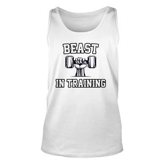 Beast In Training Son Bodybuilder Workout Dad Matching Unisex Tank Top | Mazezy