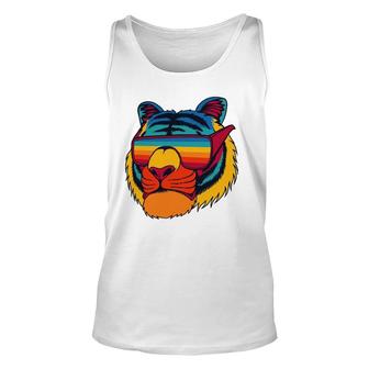 Bengal Cool Tiger Glasses Vintage Colorful Art Tiger Lovers Unisex Tank Top | Mazezy