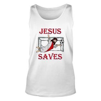 Best Jesus Saves Soccer Goalie Unisex Tank Top | Mazezy