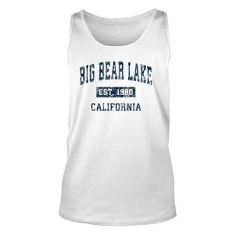 Big Bear Lake California Ca Vintage Sports Navy Print Tank Top | Mazezy
