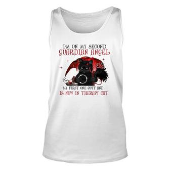 Black Cat I'm On My Second Guardian Angel My First One Quilt Tank Top | Mazezy