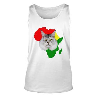 Black History Month African Map Maine Coon Gift For Pet Lovers Proud Black Unisex Tank Top - Thegiftio UK