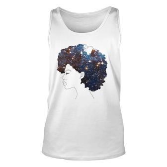 Black Women Space Afro Natural Hair Unisex Tank Top | Mazezy