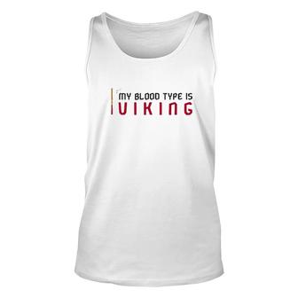 Womens My Blood Type Is Viking Norse Mythology God V-Neck Tank Top | Mazezy