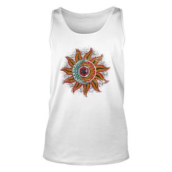 Boho Outer Space Sun Crescent Moon Universe Astronomy Unisex Tank Top | Mazezy