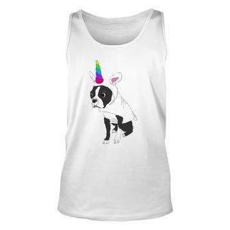 Boston Terrier Cute Rainbow Unicorn Tee Unisex Tank Top | Mazezy