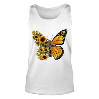Butterfly Sunflower Unisex Tank Top | Mazezy