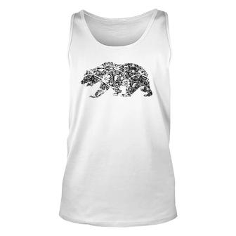 California Republic Bear Floral Pattern Unisex Tank Top | Mazezy