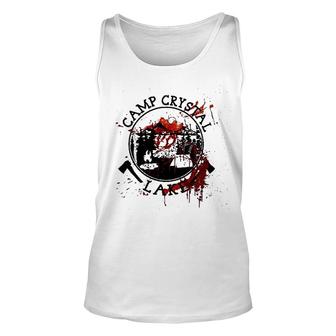 Camp Crystal Lake Counselor Staff Bloody Horror Graphic Unisex Tank Top - Thegiftio UK