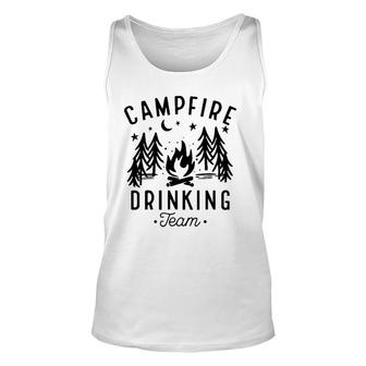 Campfire Drinking Team Happy Camper Funny Camping Gift Unisex Tank Top | Mazezy