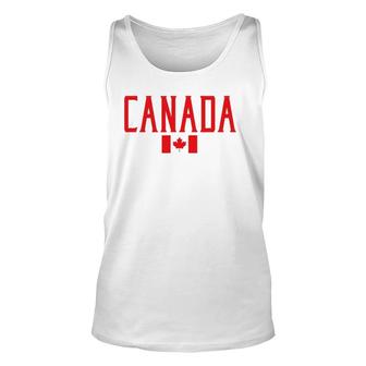 Canada Flag Vintage Red Text Unisex Tank Top | Mazezy