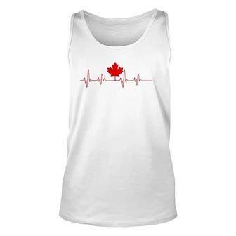 Canada Heartbeat Canadian Pride Maple Leaf Novelty Gift Zip Unisex Tank Top | Mazezy