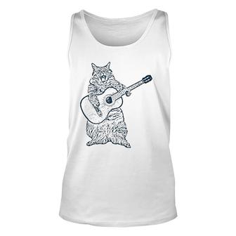 Cat Playing Guitar Guitar Player Cat Lover Unisex Tank Top | Mazezy