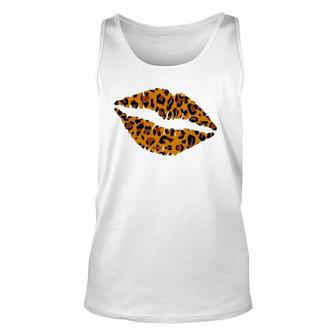 Womens Cheetah Print Kissing Lips Leopard Pattern Kiss Tank Top | Mazezy