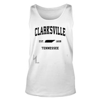 Clarksville Tennessee Tn Vintage Sports Black Print Pullover Tank Top | Mazezy