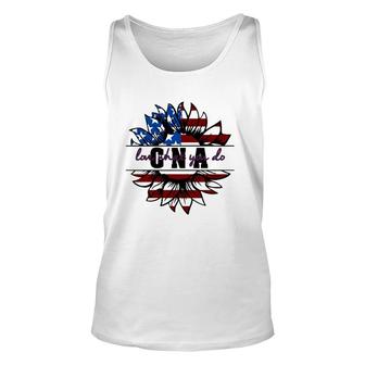 Cna Appreciation Love What You Do American Flag Sunflower Patriotic 4Th Of July Tank Top | Mazezy