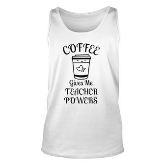 Coffee Gives Me Teacher Powers Teacher Raglan Baseball Tee Tank Top | Mazezy