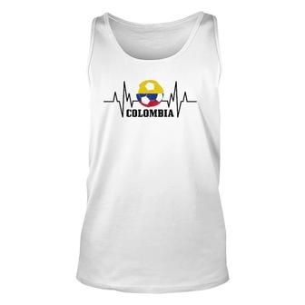 Colombia Heartbeat Colombian Flag Fan Pride Soccer Unisex Tank Top | Mazezy