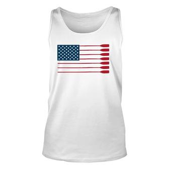 Cool American Flag Rowing Oar Funny Paddle Lover Rowers Unisex Tank Top | Mazezy