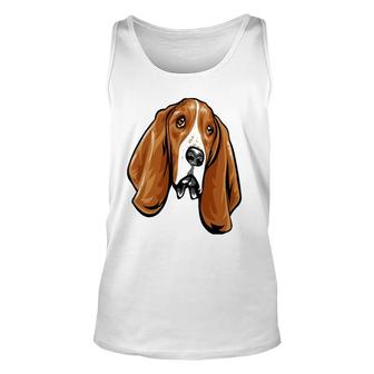 Cool Basset Hound Face Dog Lover Gift Unisex Tank Top | Mazezy