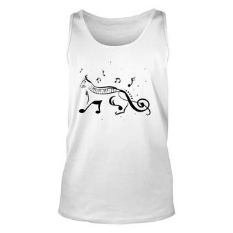 Cool Cat Treble Clef Music Funny Kitty Notes Musician Gift Unisex Tank Top | Mazezy