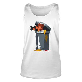 Cool Funny Paparazzi In Trash Can Unisex Tank Top | Mazezy
