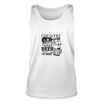 Cool Guitar And Cup Design Country Music Lover And Beer Why Im Here Unisex Tank Top - Thegiftio UK
