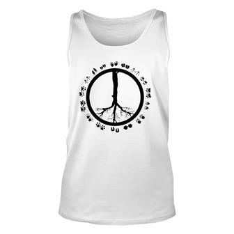 Cool Peace Sign Animal Rights Gift Funny Animal Footprints Unisex Tank Top | Mazezy