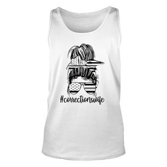 Corrections Wife Messy Bun Proud Correctional Officer Wife Unisex Tank Top | Mazezy