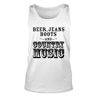Country Music Beer Jeans Boots Country Music Lover Unisex Tank Top - Thegiftio UK
