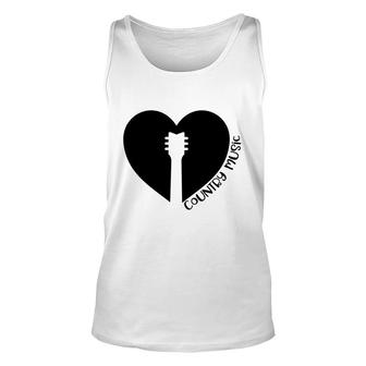 Country Music Guitar Heart Black Graphic Lover Unisex Tank Top - Thegiftio