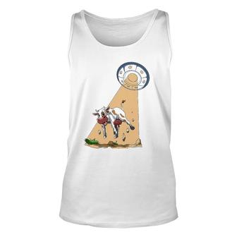 Cow Abduction Ufo Alien Cow Abducted By Ufo Spaceship Unisex Tank Top | Mazezy