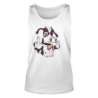 Cow Giving The Finger - More Cow Bell - Cool-Cow Unisex Tank Top | Mazezy