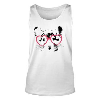 Cute Chinchilla With Pink Heart Glasses Unisex Tank Top | Mazezy