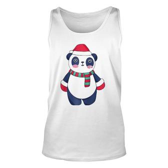 Cute Christmas Baby Panda Bear Santa Hat Scarf And Gloves Raglan Baseball Tee Tank Top | Mazezy