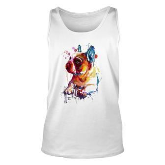 Cute French Bulldog, Watercolor Dog Breed Design Unisex Tank Top | Mazezy