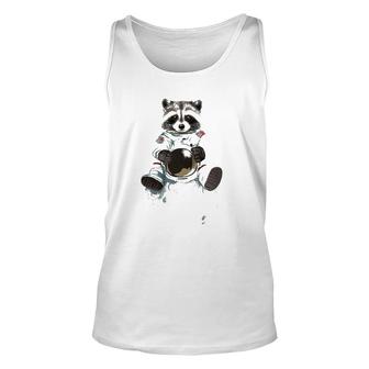 Cute Raccoon Astronaut Sitting Moon Space Astronaut Raccoon Premium Tank Top | Mazezy